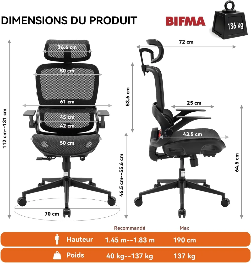 Sihoo Chaise ergonomique Noir Charbon · M3S7, référence B0HCTYM3S7 — miniature 2