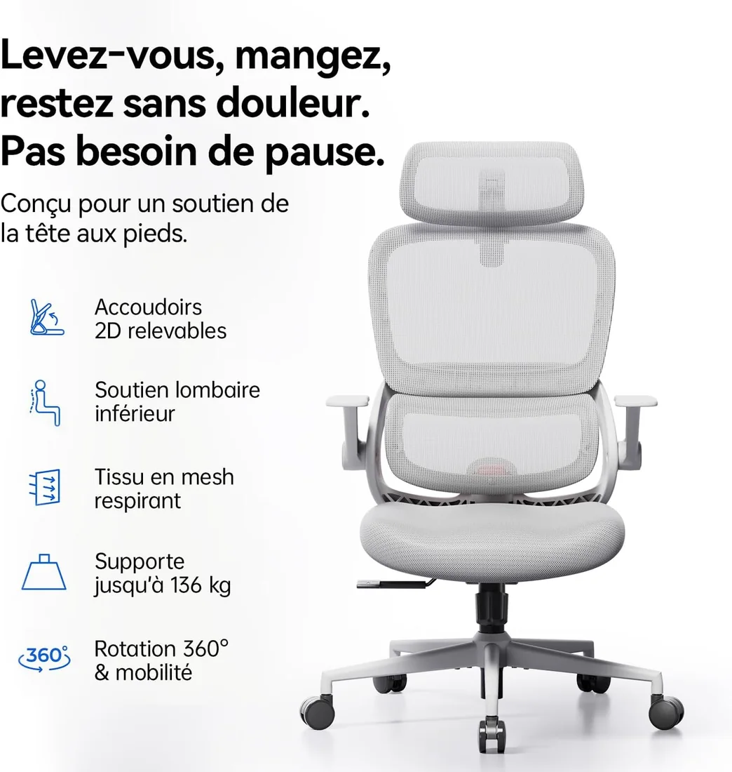 Sihoo Chaise ergonomique adaptative, référence B0HFN53ZMK — miniature 3